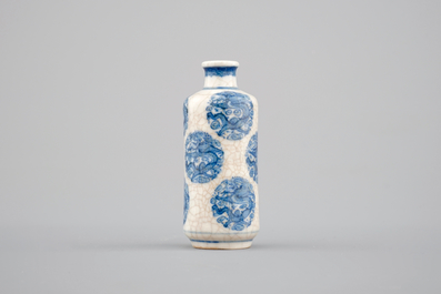 A Chinese blue and white soft paste porcelain snuff bottle, Yongzheng mark