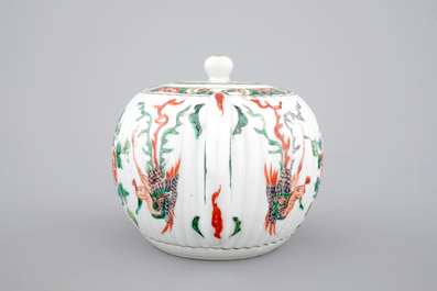 A Chinese famille verte porcelain teapot, Kangxi