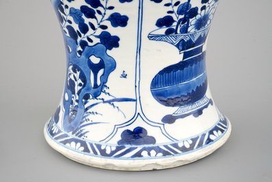 A tall Chinese blue and white baluster vase, Kangxi, ca. 1700
