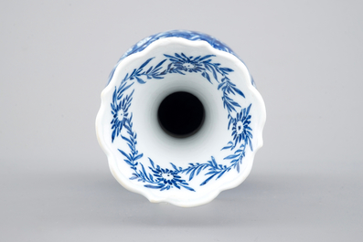 A Chinese porcelain blue and white double gourd vase with butterflies, Kangxi, ca. 1700