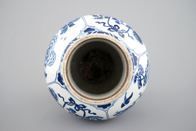 A tall Chinese blue and white baluster vase, Kangxi, ca. 1700