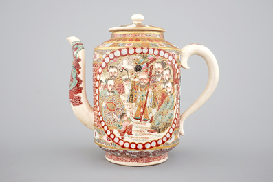 A large Japanese Satsuma porcelain teapot, 19th C