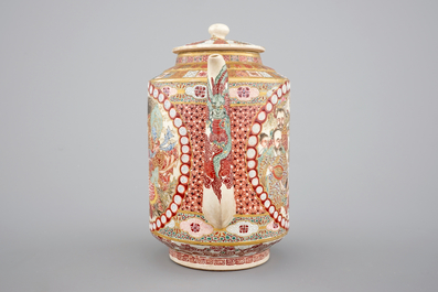 A large Japanese Satsuma porcelain teapot, 19th C