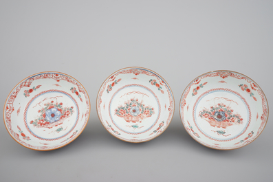 A rare set of six Chinese 'Amsterdam bont' bowls, 18th C.