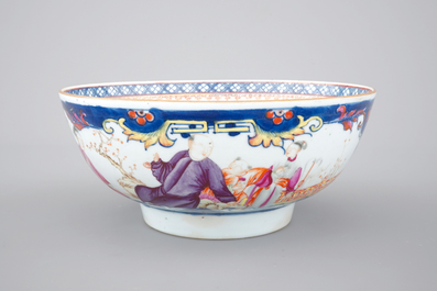 A good Chinese export porcelain Mandarin pattern bowl, 18th C.