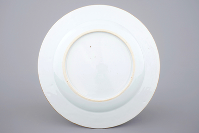 A fine Chinese famille rose porcelain plate with birds on a peony branch, Yongzheng, 1722 &ndash; 1735