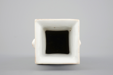 A square Chinese Qianjiang porcelain vase, ca. 1900