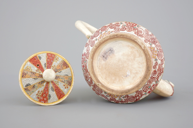 A large Japanese Satsuma porcelain teapot, 19th C