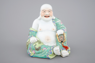 A tall Chinese famille rose porcelain figure of Buddha, 20th C