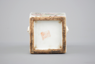 A square Chinese Qianjiang porcelain vase, ca. 1900