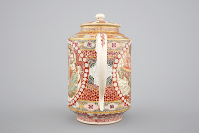 A large Japanese Satsuma porcelain teapot, 19th C