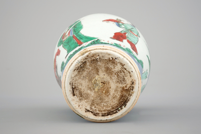 A Chinese wucai porcelain vase, Transitional period, 17th C.