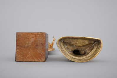 Two Asian gilt Buddha's, one Sino-Tibetan, seated, one standing, Nepalese (?), 19/20th C.