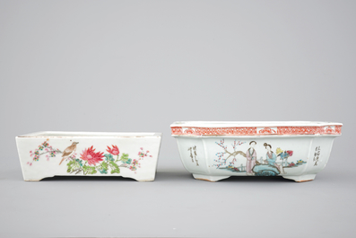 Two Chinese famille rose porcelain bonsai bowls, 19/20th C.