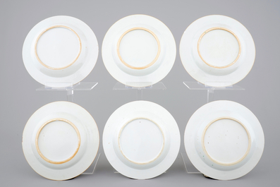 A set of six Chinese verte-imari porcelain plates with fish, Kangxi, ca. 1700