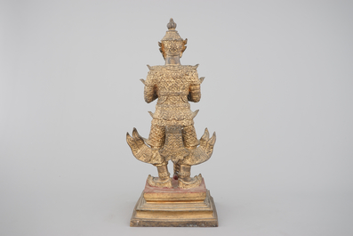 A gilt-lacquered bronze figure of a guardian king (Vessavaṇa), probably Thai, 19th C.