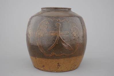 A Chinese stoneware martaban jar, South-China, 18th C.