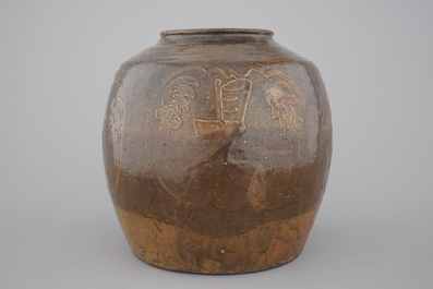 A Chinese stoneware martaban jar, South-China, 18th C.