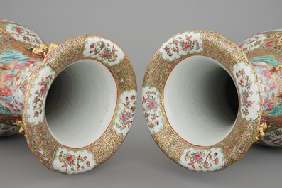A massive pair of Chinese Canton famille rose floor vases, 19th C.
