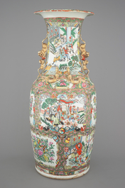 A very tall Canton famille rose palace vase, 19th C.