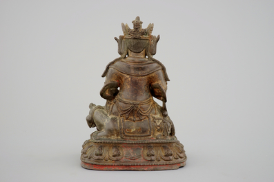 A bronze figure of Samanthabadra, inlaid with semi-precious stones, Ming Dynasty
