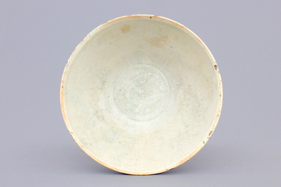 A Chinese Qingbai bowl with fish and a green box and cover, Song, 10-13th C.