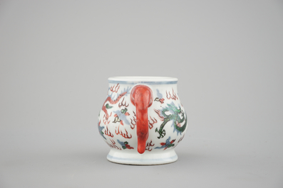 A Chinese wucai porcelain dragon incense burner, 19/20th C.