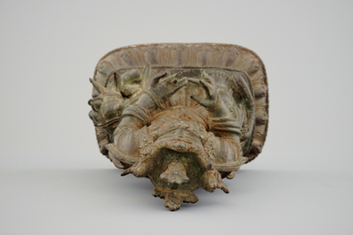 A bronze figure of Samanthabadra, inlaid with semi-precious stones, Ming Dynasty