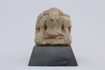 A carved stone figure of Ganesha, possibly Khmer, 12th C.