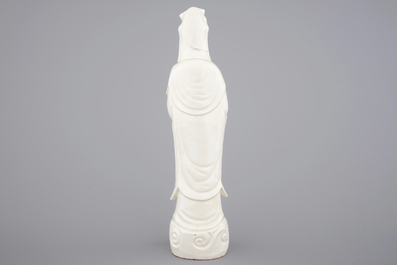 A blanc de Chine Dehua porcelain model of a Guanyin, 19th C.
