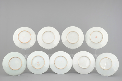 A set of 9 Chinese famille rose dishes, 19/20th C.