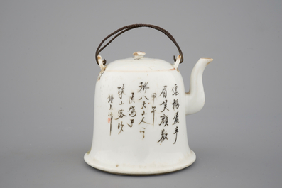 A Chinese Qianjiang style porcelain teapot and cover, ca. 1900