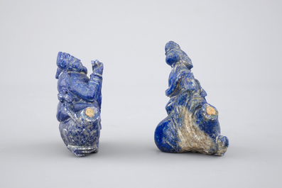 Two Chinese carved Lapis lazuli snuff bottles, 19th C.