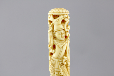 A collection of carved ivory handled cutlery, probably India, 19th C.