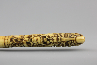 A collection of carved ivory handled cutlery, probably India, 19th C.