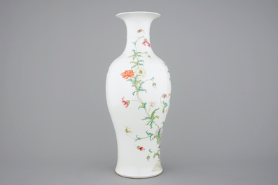 A tall Chinese porcelain famille rose vase, Hongxian mark, early 20th C.