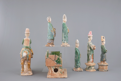 A collection of Chinese pottery funerary figures incl. horseriders, Ming Dynasty