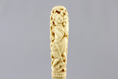 A collection of carved ivory handled cutlery, probably India, 19th C.