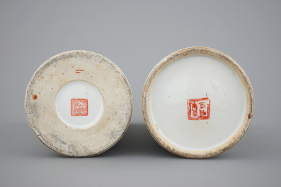 Two Chinese porcelain hat stands, 19/20th C.