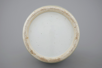 A tall Chinese porcelain white slip on celadon ground vase, 19/20th C.