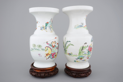 Two Chinese porcelain famille rose vases, probably Yongzheng, 1722-1735