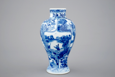 A blue and white jug with cover and a small vase, Kangxi, ca. 1700