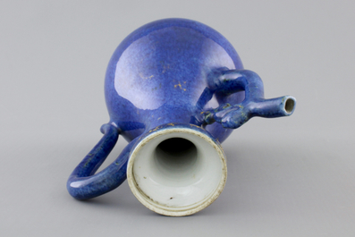 A Chinese blue poudre gold-painted jug, Kangxi, ca. 1700