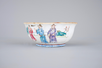 Five Chinese famille rose porcelain bowls, 19th C.