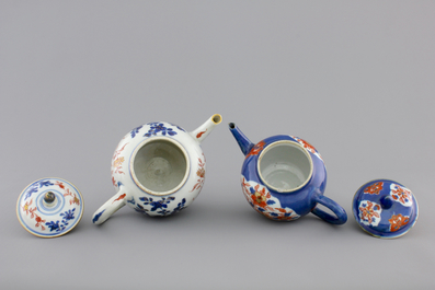 Two Chinese Imari porcelain teapots, 1st half 18th C.