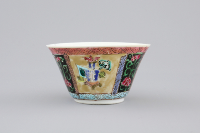 A fine Chinese famille rose export porcelain cup and saucer, Yongzheng-Qianlong, 18th C.