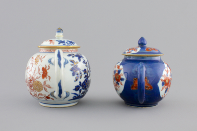 Two Chinese Imari porcelain teapots, 1st half 18th C.