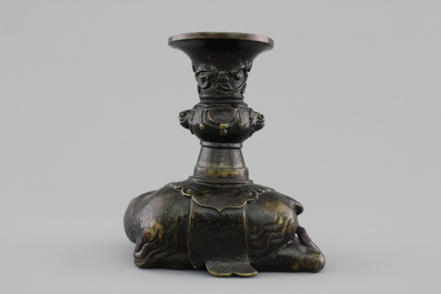 A Chinese bronze incense burner modeled as a reclining elephant, Ming Dynasty, 16/17th C.