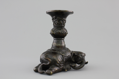 A Chinese bronze incense burner modeled as a reclining elephant, Ming Dynasty, 16/17th C.