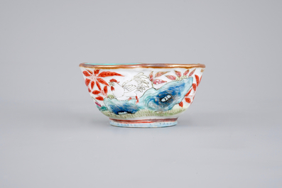 Five Chinese famille rose porcelain bowls, 19th C.